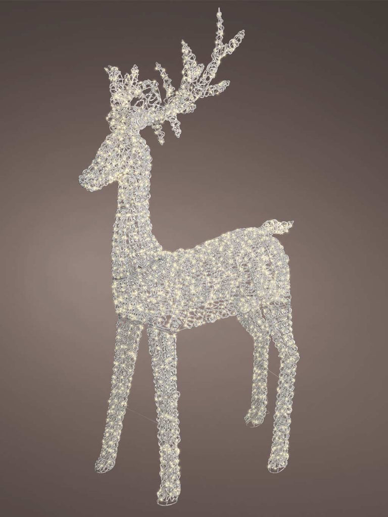 2M Silver Reindeer with Flashing & Static Effect Micro LED - Warm White