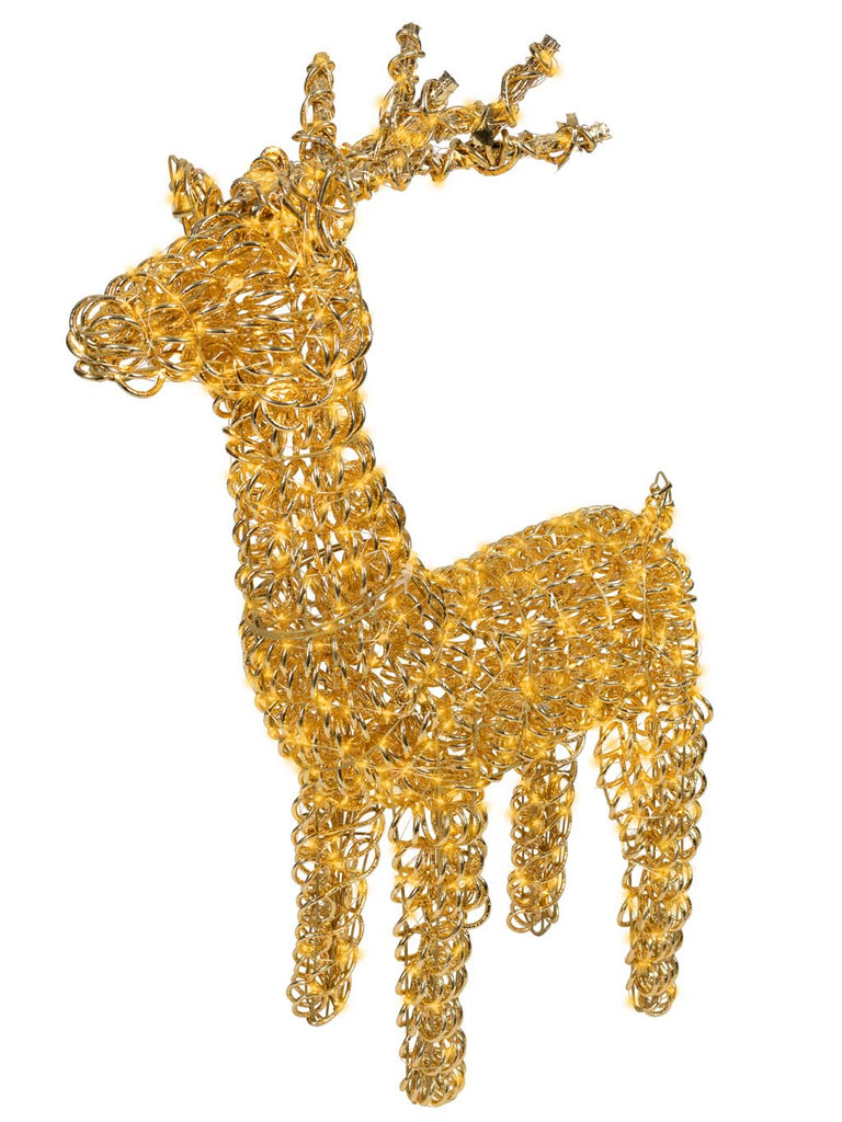 104cm Gold Reindeer with Flashing & Static Effect Micro LEDs - Classic Warm