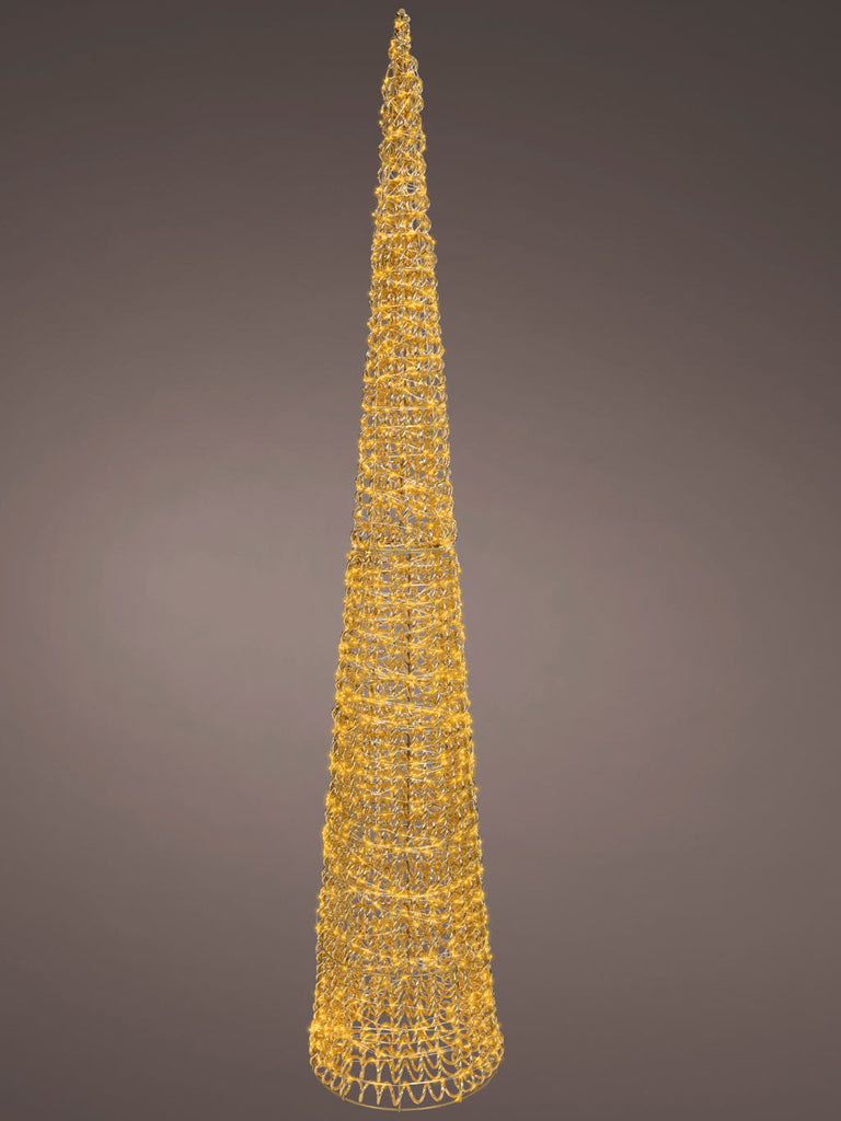 1.8M (6ft) Gold Cone with Flashing & Static Effect Micro LED - Classic Warm
