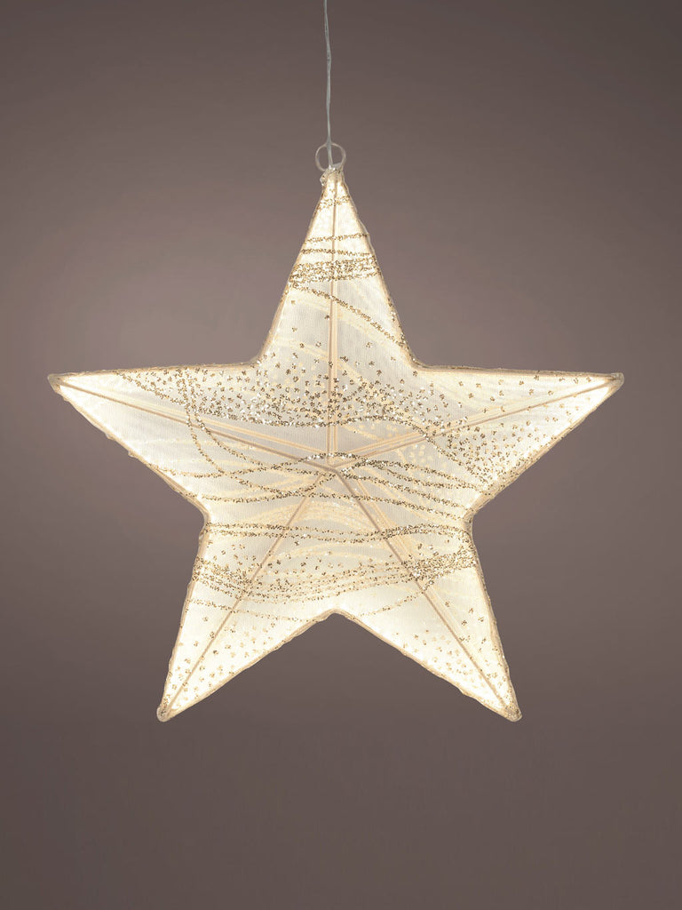 38cm Fabric LED Star Silhouette - Warm White