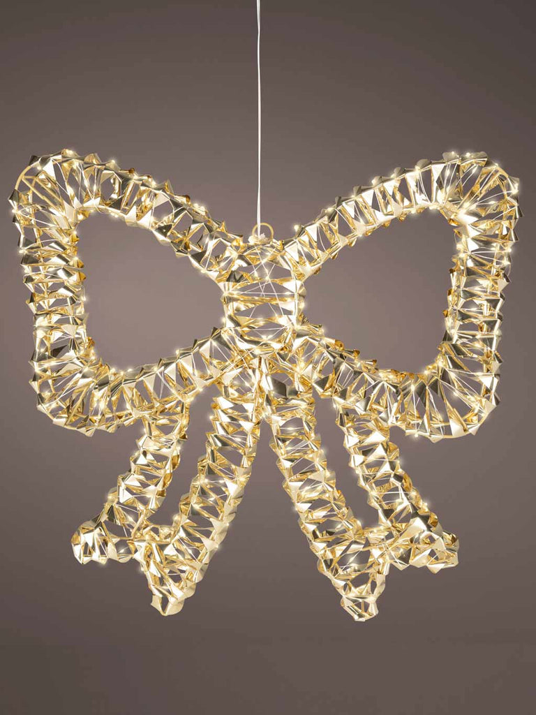 46cm Gold Bow with Flashing & Static Micro LEDs - Warm White