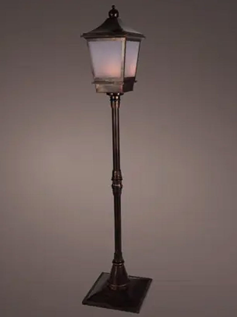 185cm Antique Brass LED Lantern with Fire Flame Effect