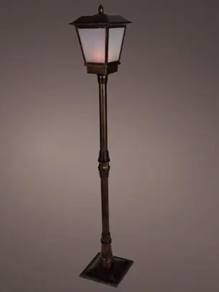 160cm Antique Brass LED Lantern with Fire Flame Effect