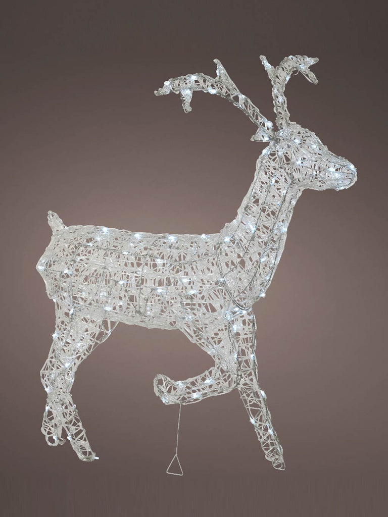 116cm Soft Acrylic Flashing LED Reindeer - White