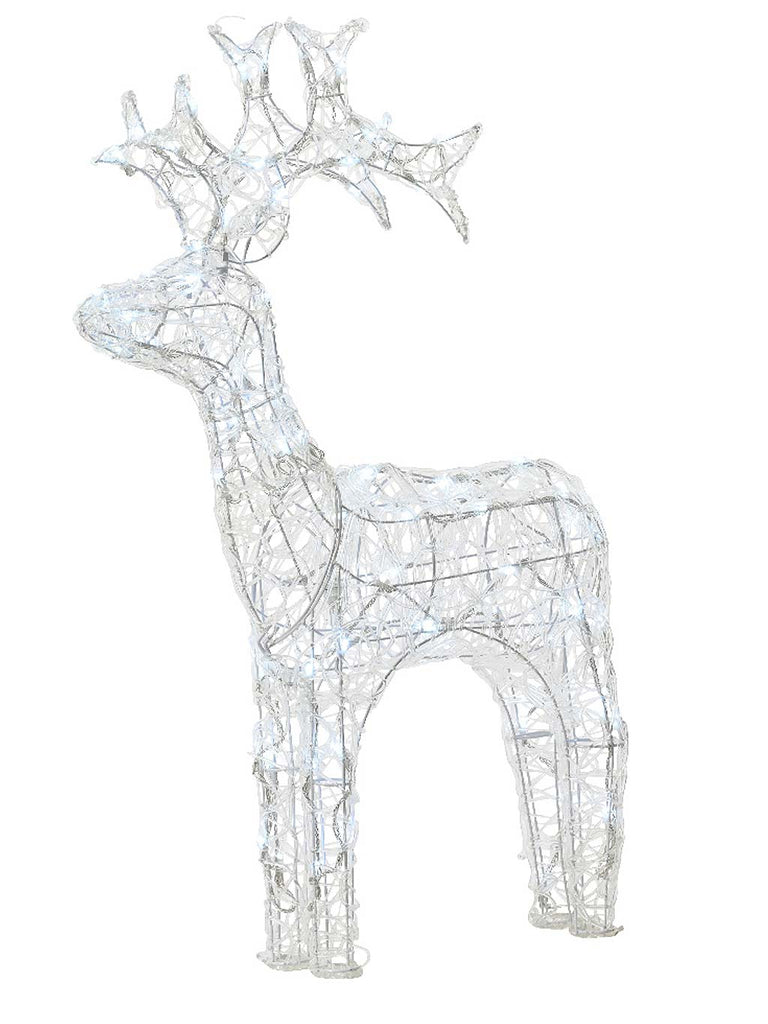 116cm Soft Acrylic Twinkling LED Standing Reindeer - White