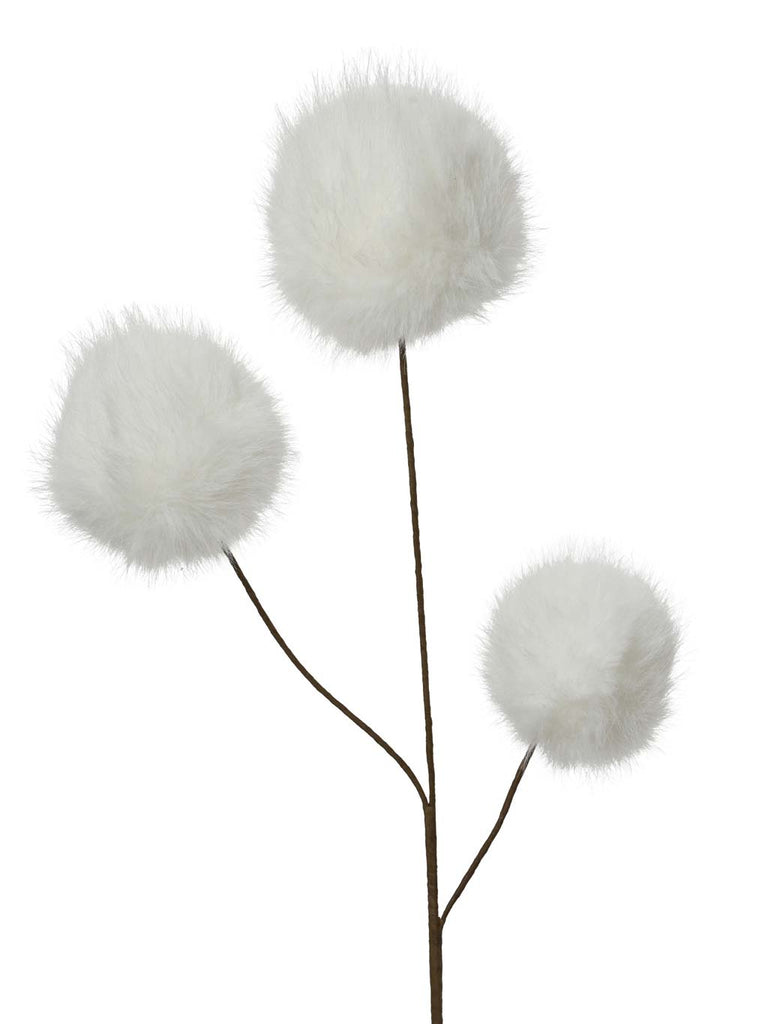 70cm Spray with 3 Faux Fur Fluffy Bulbs