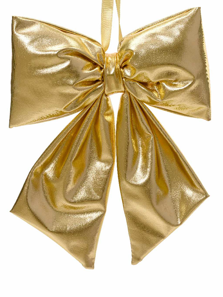 40cm Gold Bow with Satin Ribbon Hanger