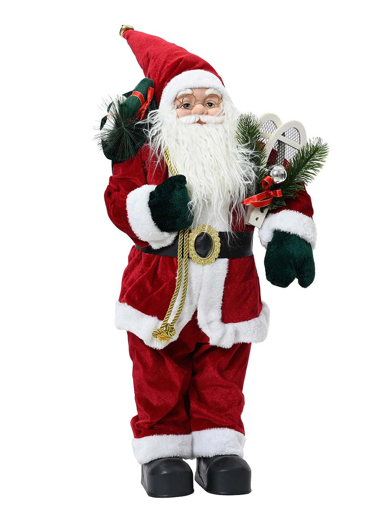 60cm Plush Santa with Snow Shoes - Red