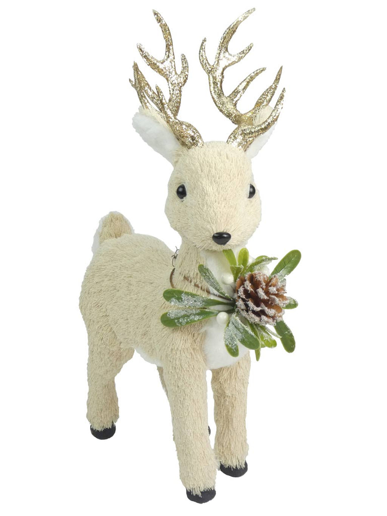 42cm Standing Deer with Foliage