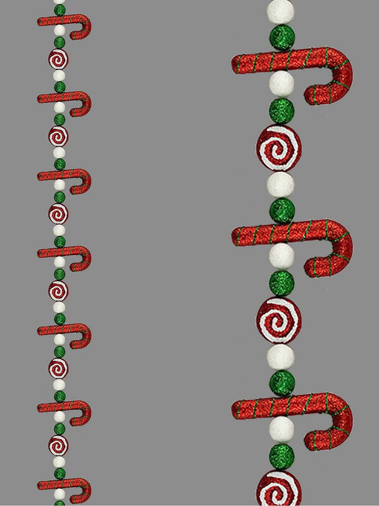 Xmas Candy Cane Garland - Red/White/Green