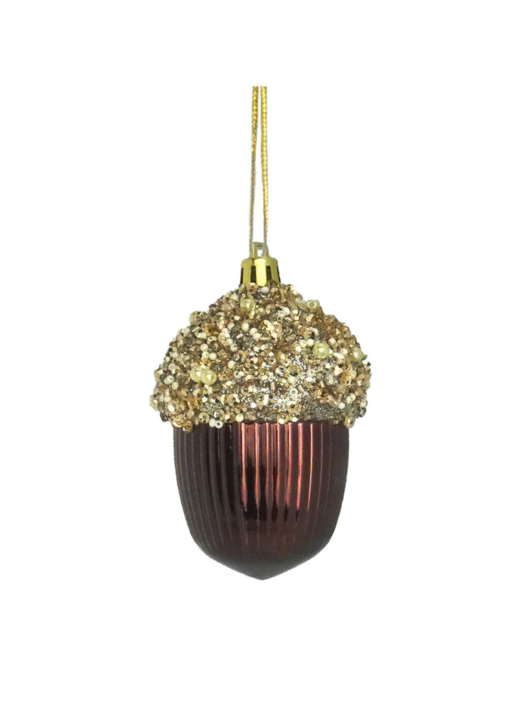 6 x 9cm Acorn Bauble - Dark Brown