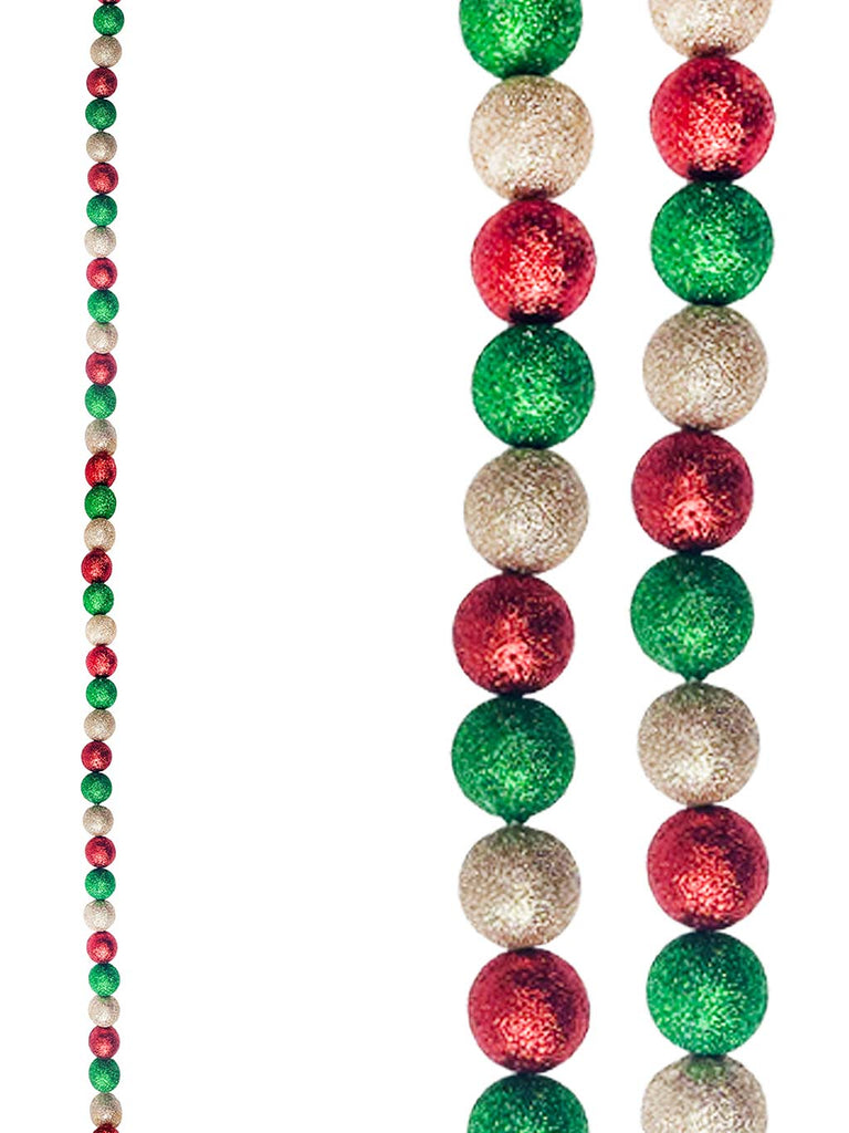 1.8M Glitter Ball Garland - Red/Gold/Green