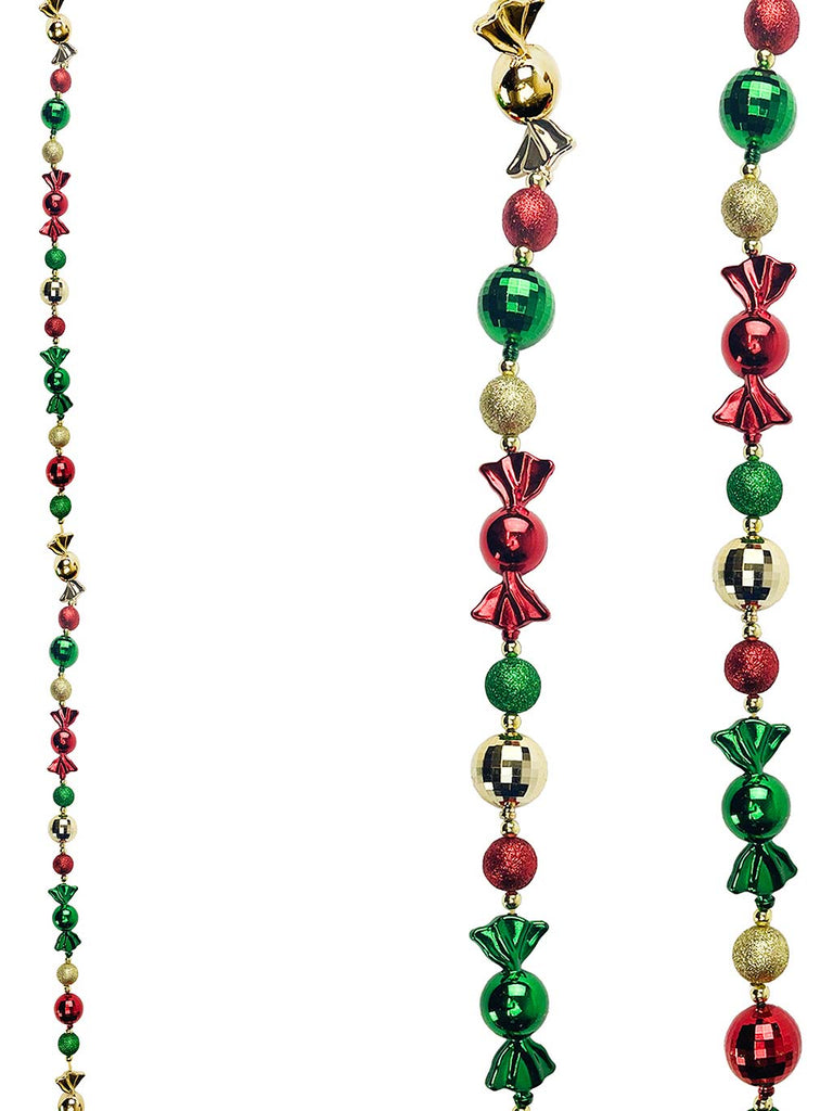 1.8M Bauble And Candy Garland - Red, Gold and Green