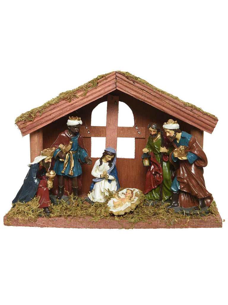 14cm Nativity House with 6 Figures