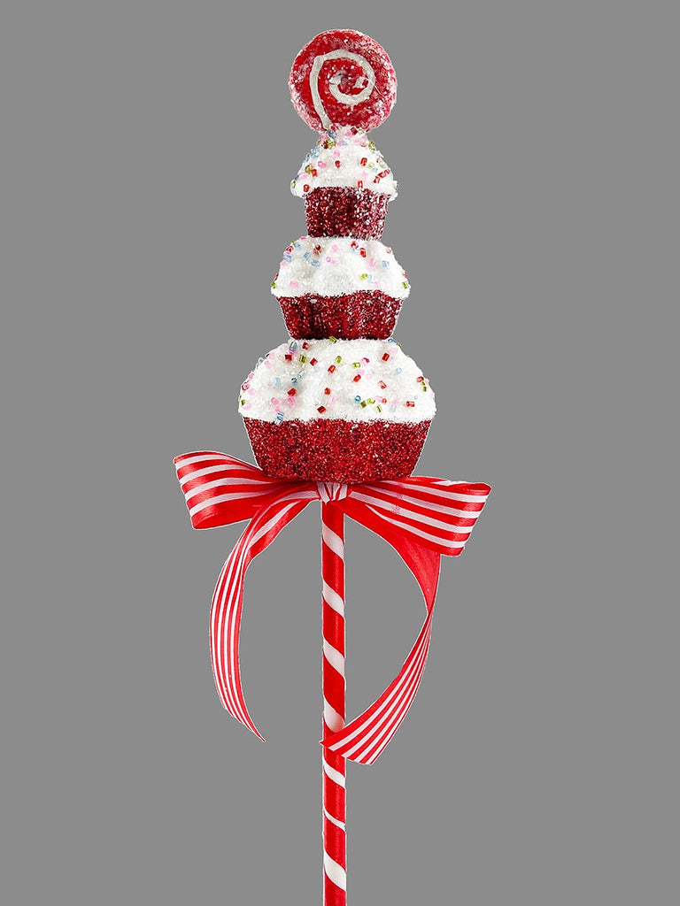 7 x 34cm Cupcake Pick - Red