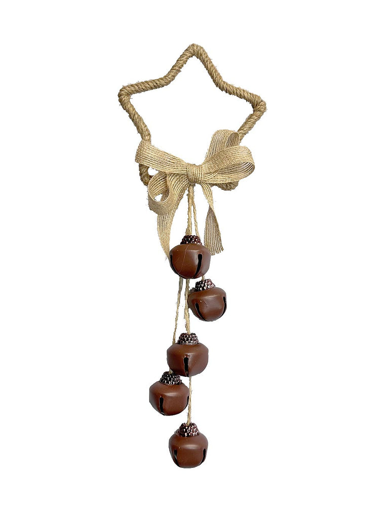 30cm Natural Star Bell Door Hanger - Brown
