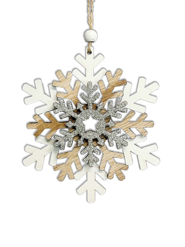 12cm 2 Layer Wooden Snowflake