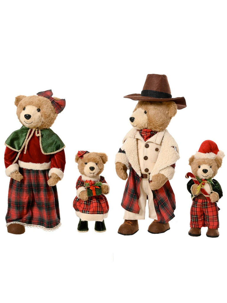 Set of 4 Plush Bear Family (Dad/Mum/Boy & Girl)