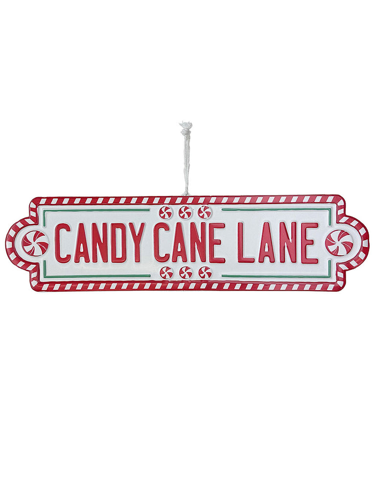 38 x 10cm Candy Cane Lane Metal Sign