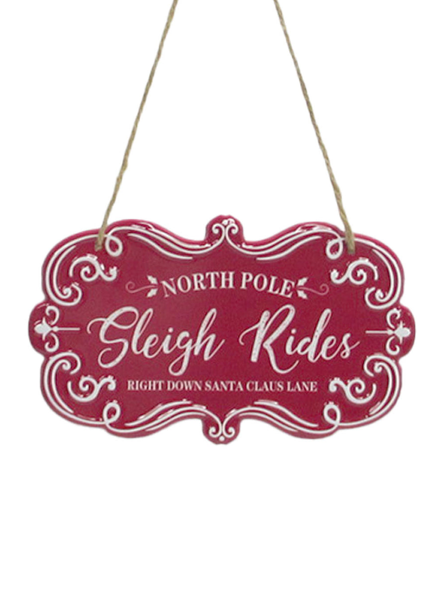 18 x 10cm Sleigh Ride Metal Sign – Seasons Christmas Outlet
