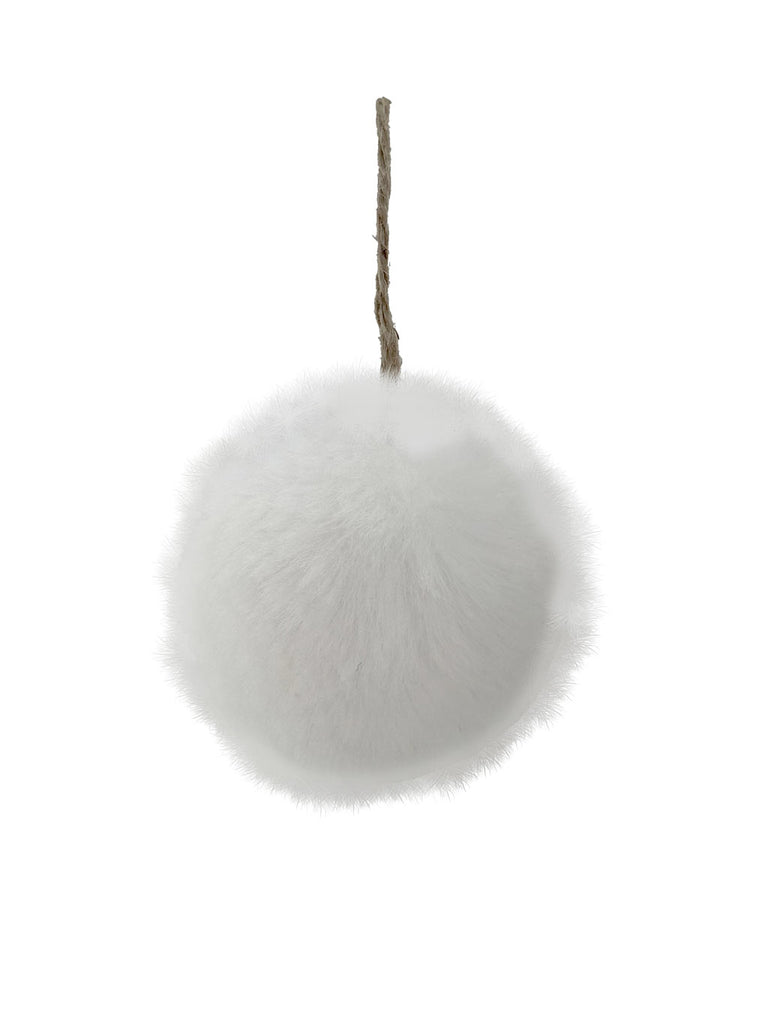 7cm Fur Bauble White