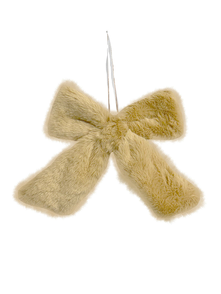 Fur Bow -  Beige 16 x 16cm