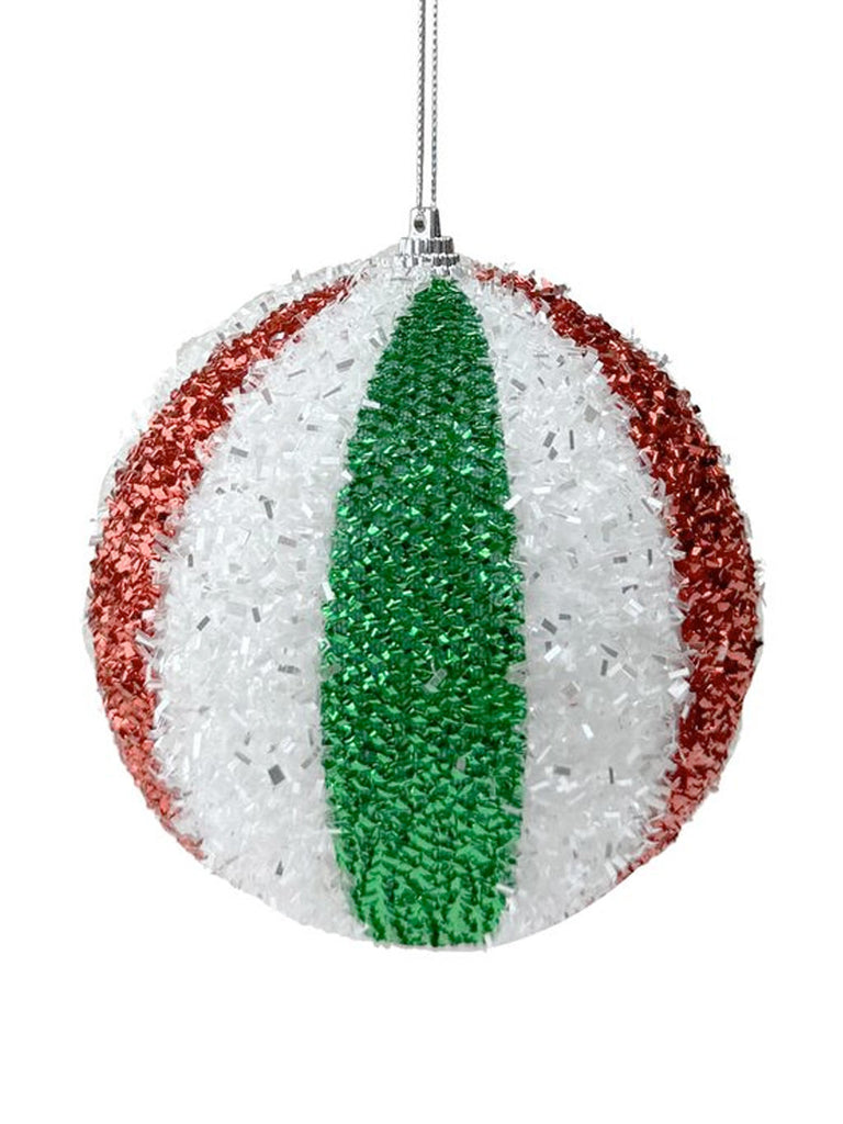 8cm Tinsel Candy Stripe Bauble