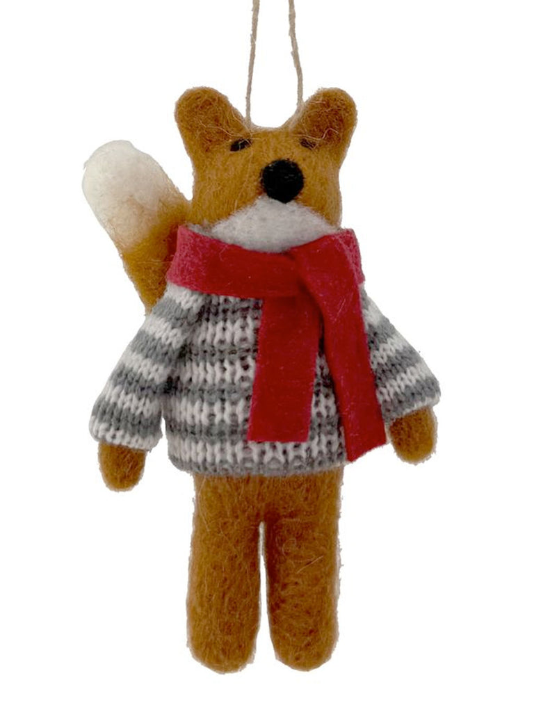 12cm Fox Wool Tree Dec