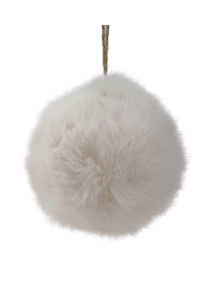 10cm Fur Bauble Cream