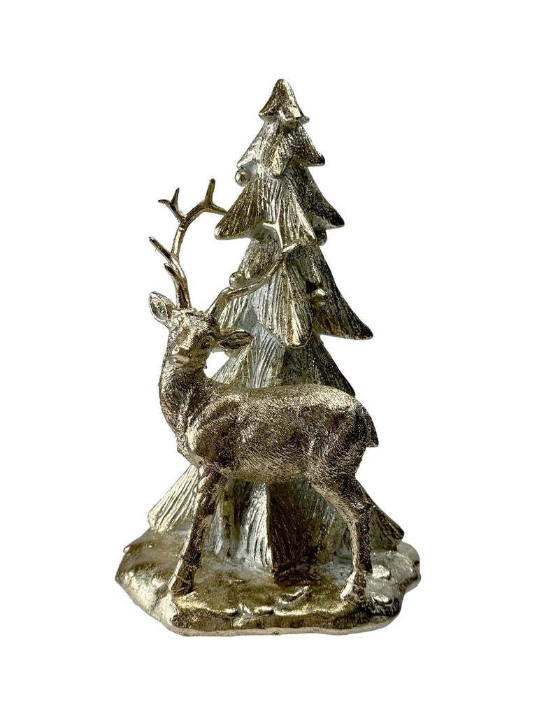 12 x 19cm Gold Stag with Tree Scene