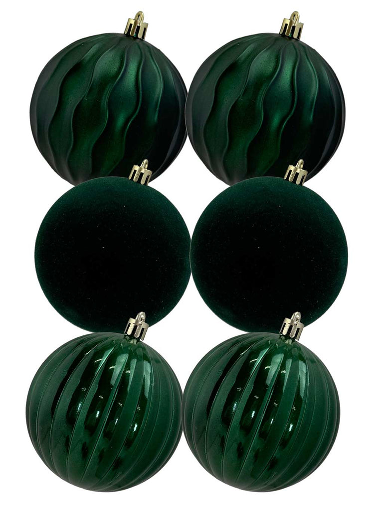 Pk 6 x 8cm Luxury Baubles - Dark Green