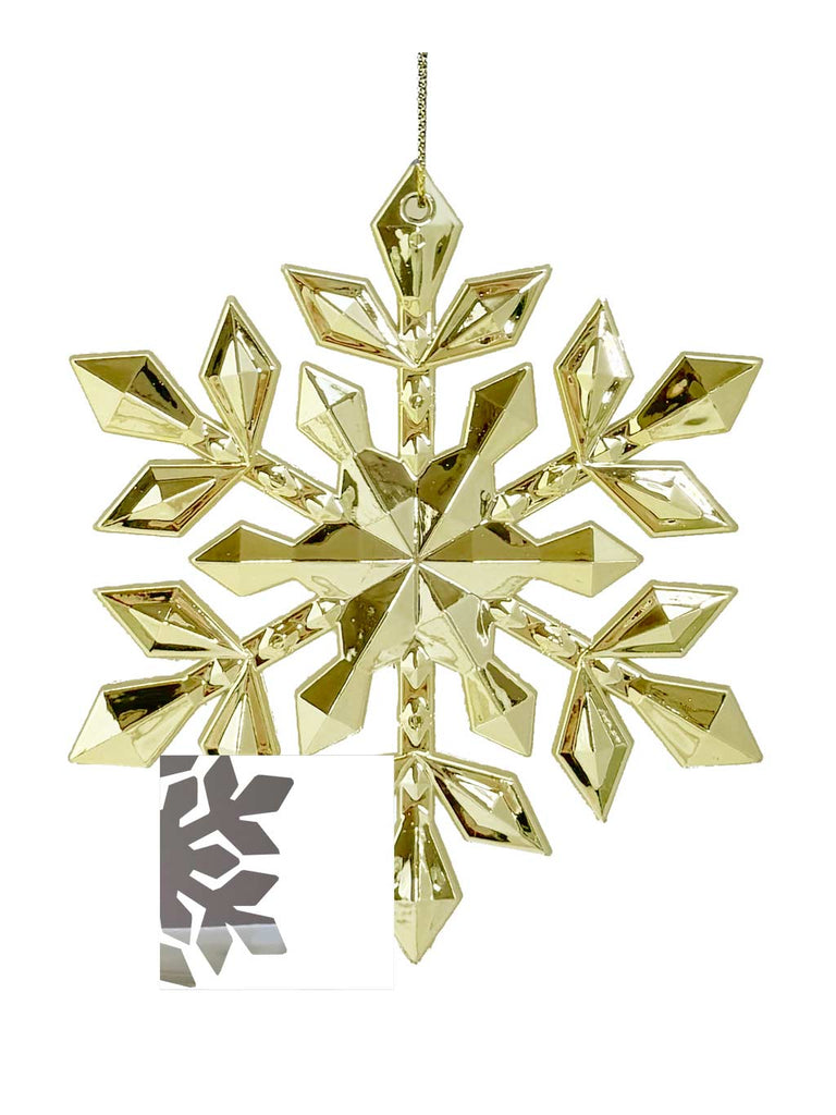 11cm Chunky Shiny Snowflake Tree Decoration - Gold