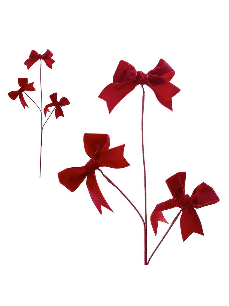60cm 3 Velvet Bows on Stem