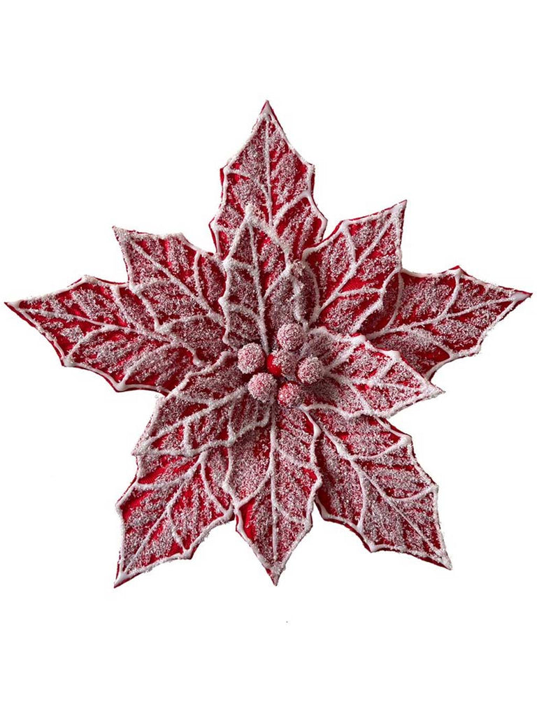 27cm Cookie Frost Poinsettia - Red