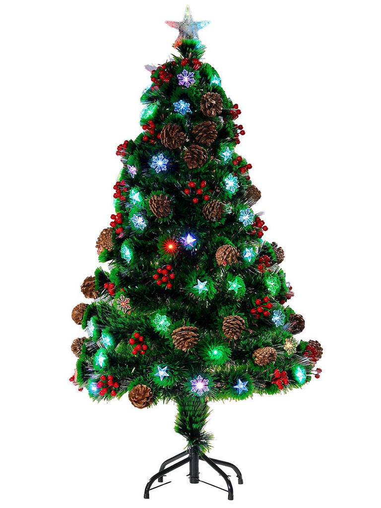 Blenheim Green Fibre Optic Tree with Berries & Cones