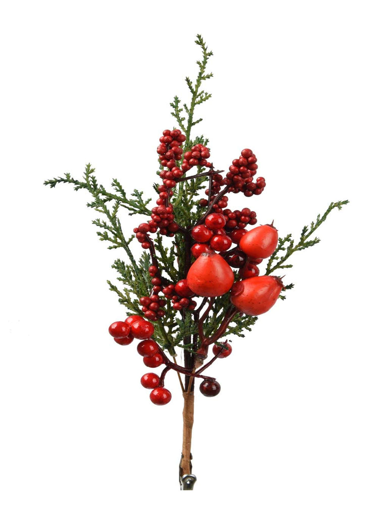 Pk 2 25cm Big Berry Clip with Red Berries