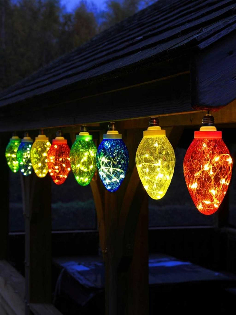 Set of 8 20cm Faceted Hanging Cone Lights
