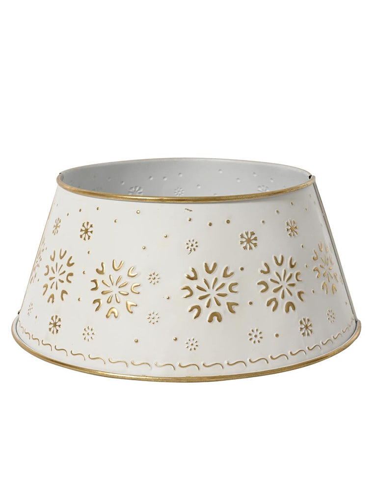 Iron Tree Ring White with Gold Snowflakes