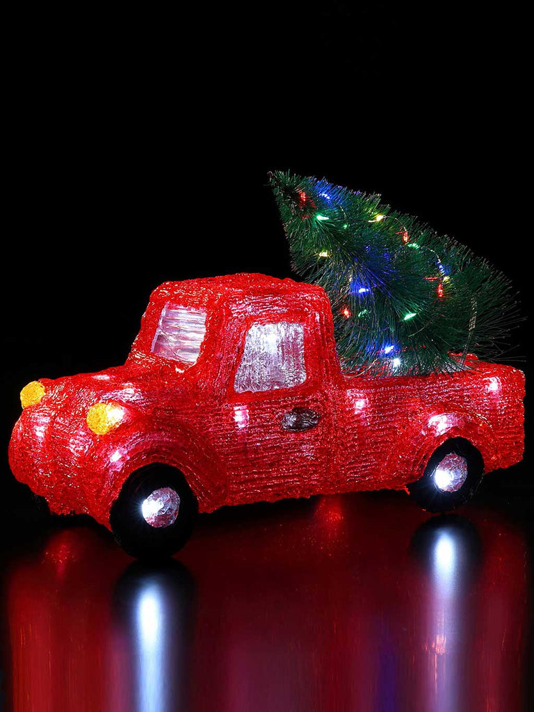 29cm Acrylic Red Truck with Tree