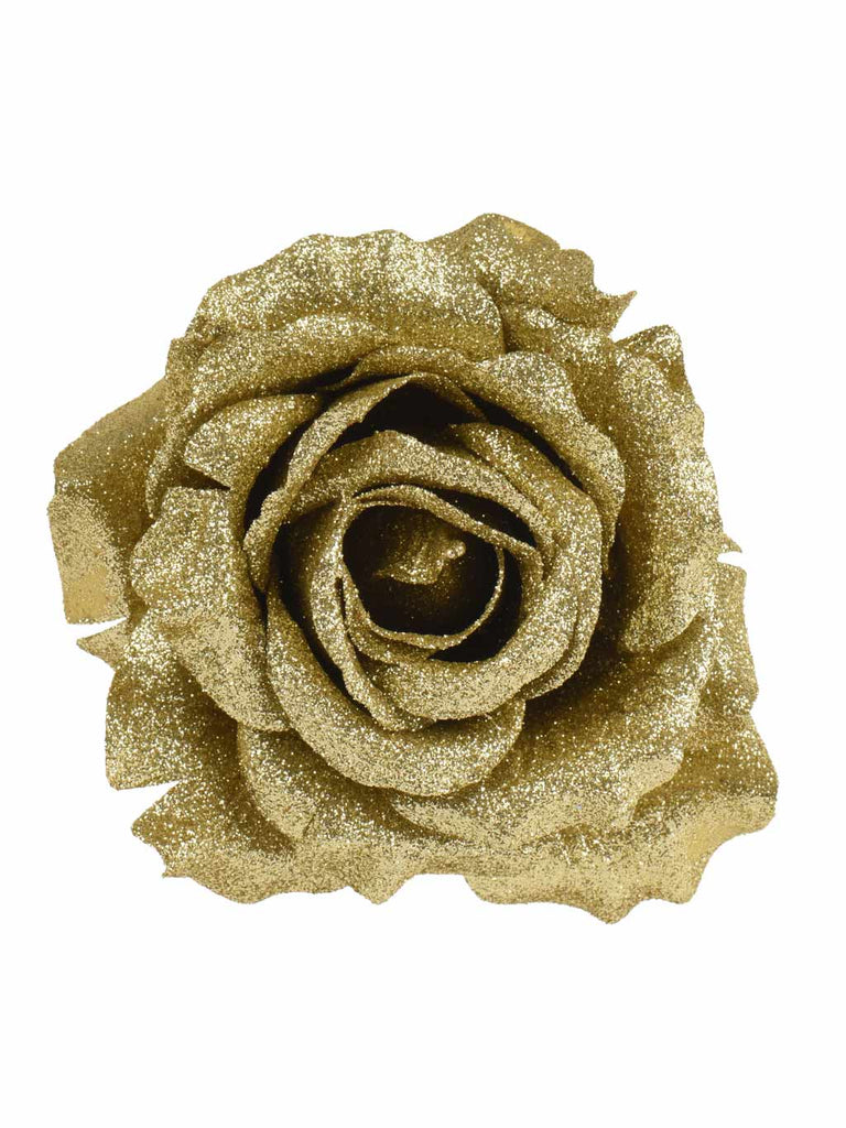 12cm Glitter Rose on Clip