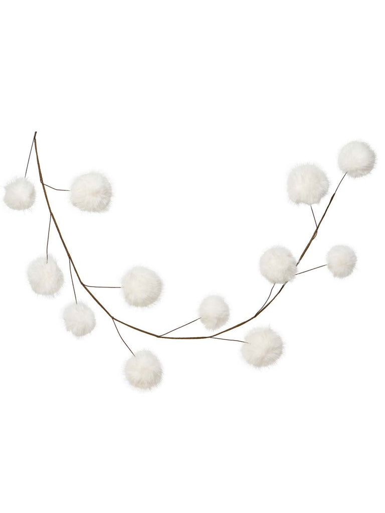 1.5M (5ft) Garland with 12 Faux Fur Pompoms