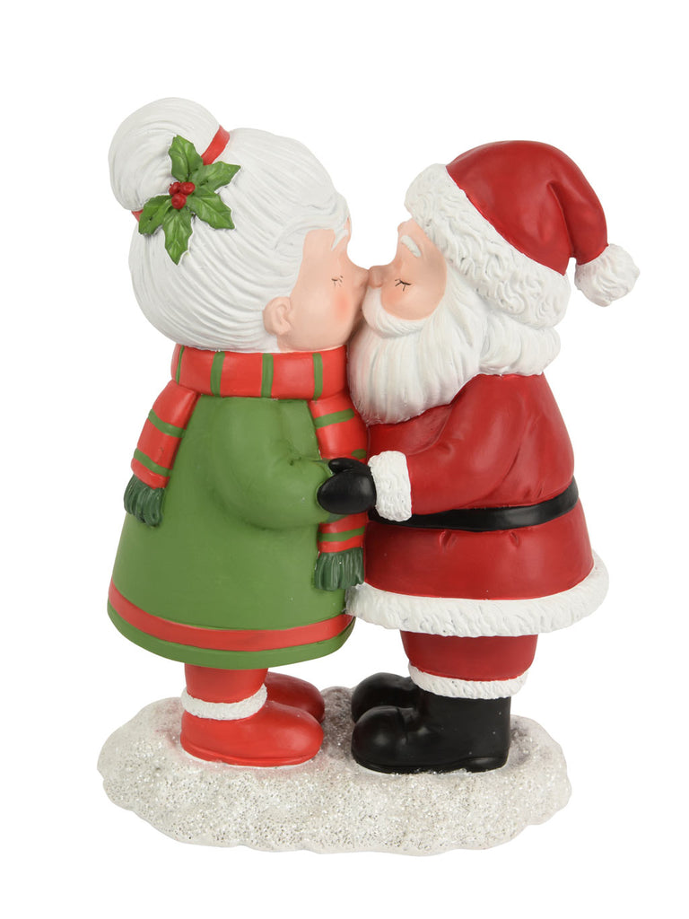 20cm Mr & Mrs Santa Kissing Ornament