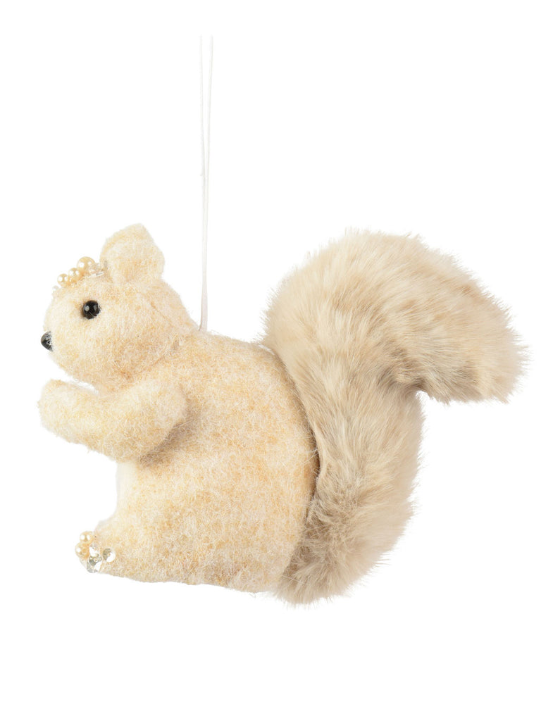 11cm Cream Felt Squirrel Hanging Dec