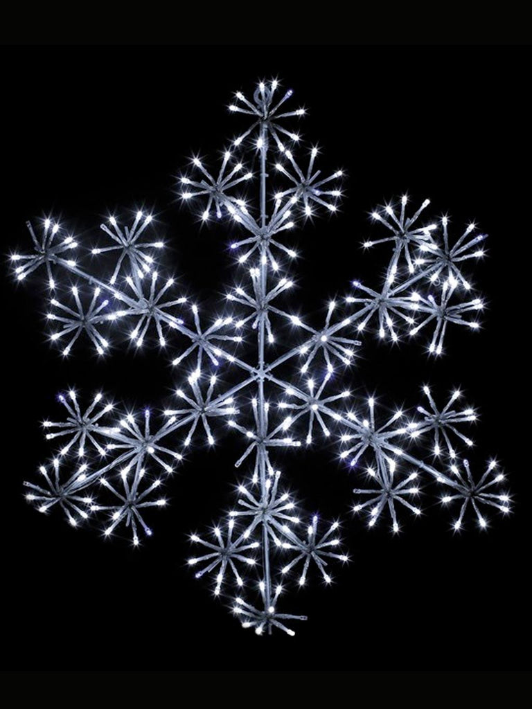 60cm 300 LED Starburst Snowflake - White with Flashing Blue LEDs