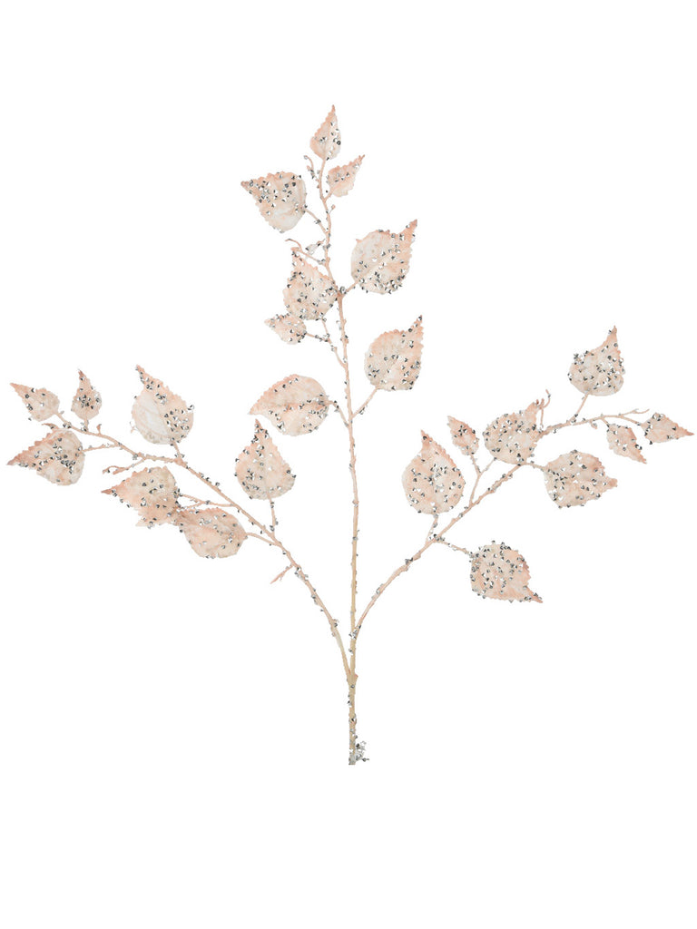 68cm Spray with Spangle on Leaf - Peach Pearl