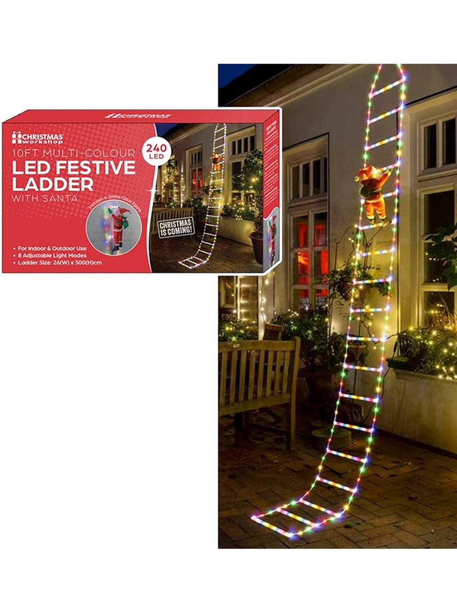 10Ft LED Christmas Ladder Lights with Santa Claus – Seasons Christmas ...