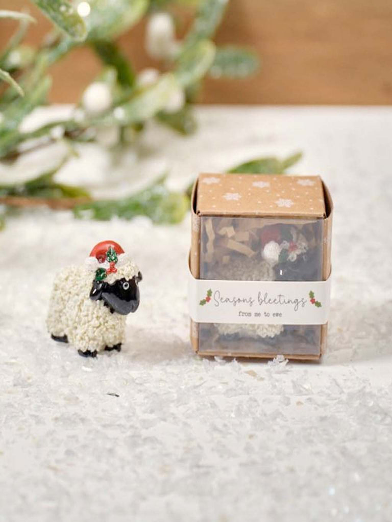 Xmas Sheep Keepsake Resin Ornament with Gift Box