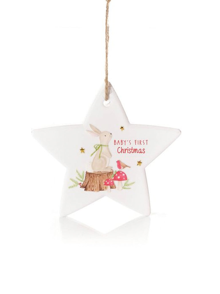 Babys First Christmas Bunny Ceramic Star Tree Dec