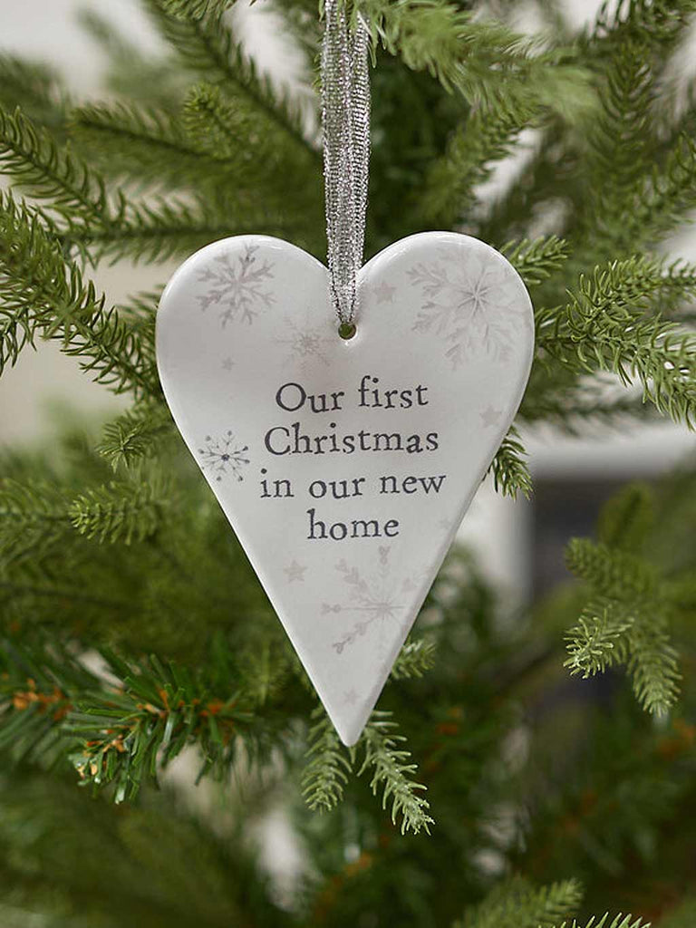 Xmas New Home Heart Ceramic Dec with Snowflakes