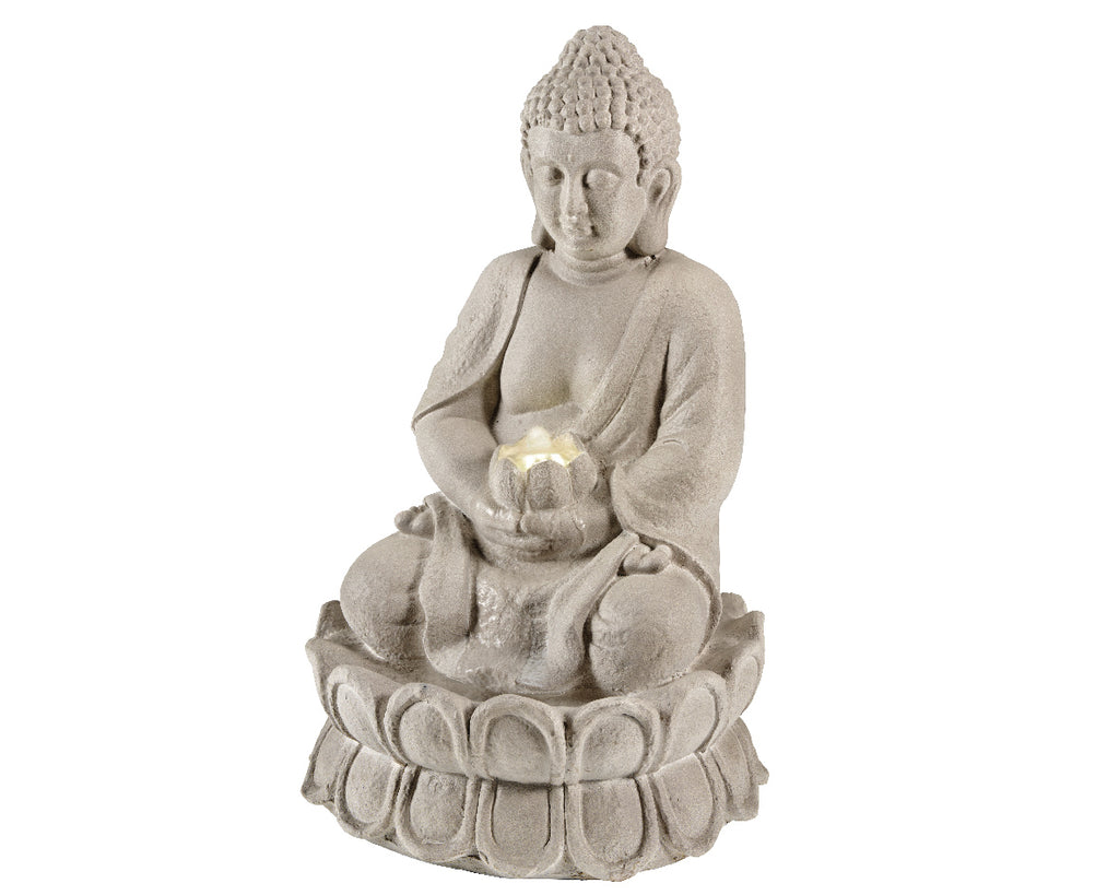 Sitting Buddha LED Water Fountain - Solar Powered